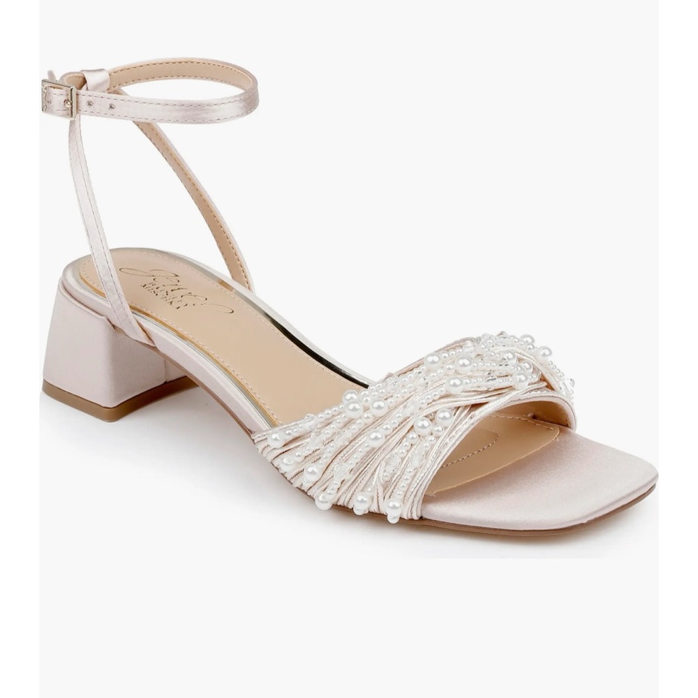 Pearl Trimmed Occasion Block Heel Sandals